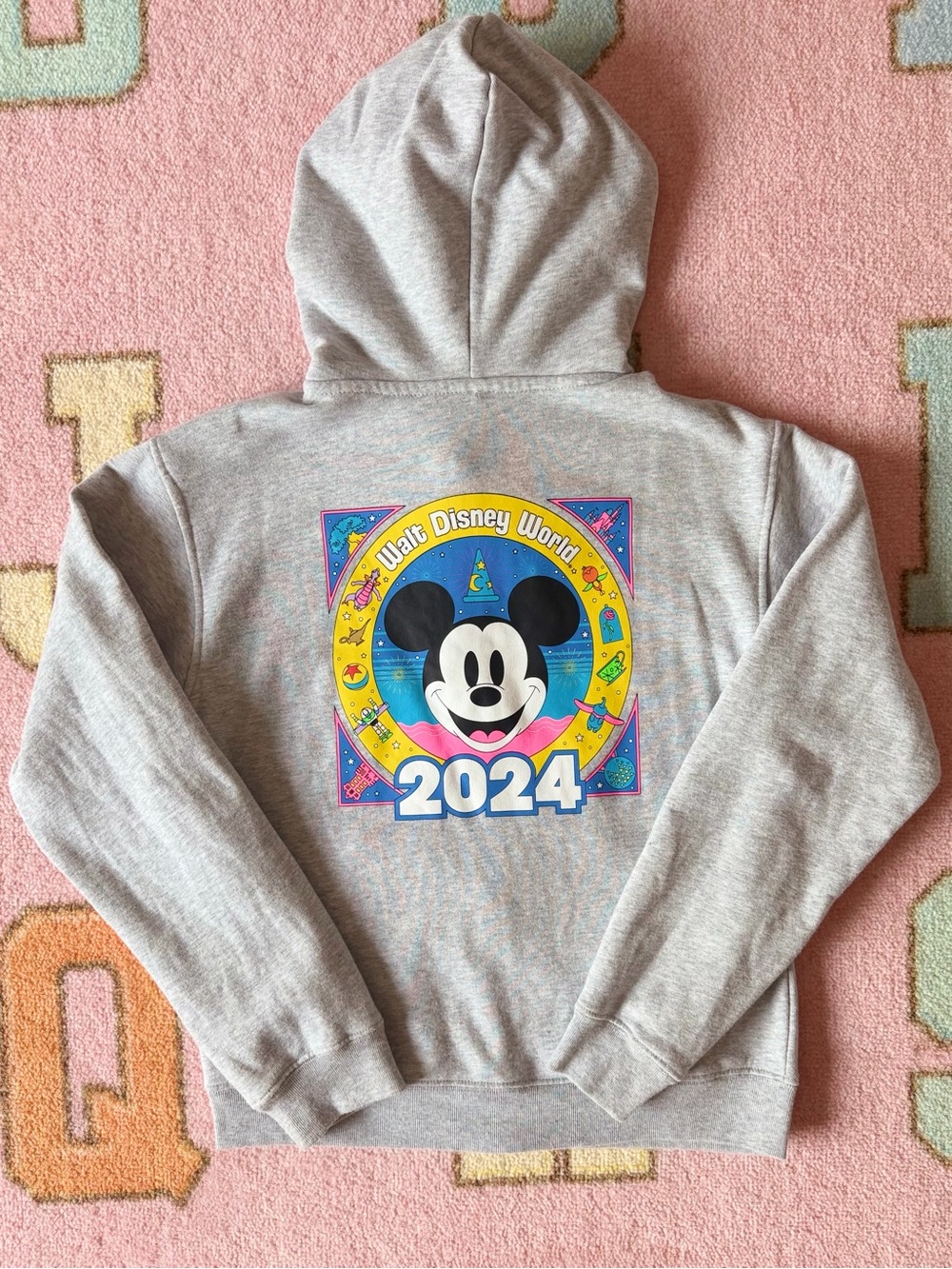Disney Gray Kids Hoodie with Colorful Mickey 2024 Graphic
